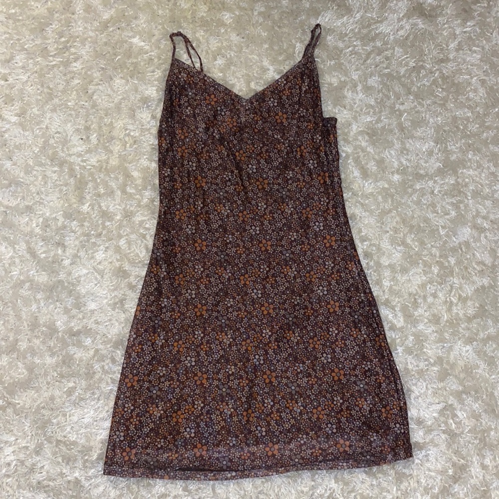 Floral Brown Mini Dress